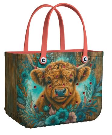 Charming Cow Art Tote Bag – Unique Animal Print Handbag With Floral Design