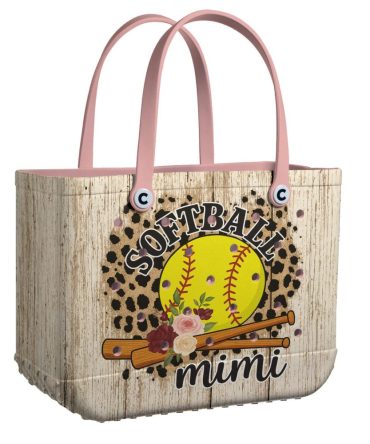 Bucket Tote Bag, Limited Edition Bogg Bag, Beach Bag Softball Mimi