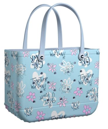 Bucket Tote Bag, Limited Edition Bogg Bag, Beach Bag Grl Pwr In Blue