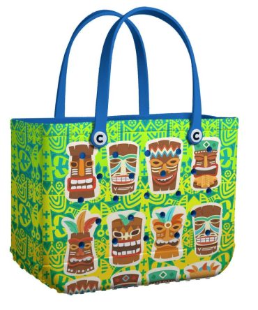 Tropical Tiki Tote Bag - Vibrant Hawaiian Design, Perfect For Beach & Travel