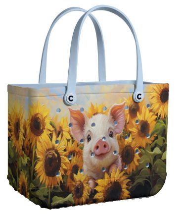 Charming Pig In Sunflowers Tote Bag – Stylish, Durable & Eco-Friendly Shopping Companion