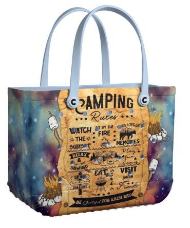 Bucket Tote Bag, Limited Edition Bogg Bag, Beach Bag Camping Rules