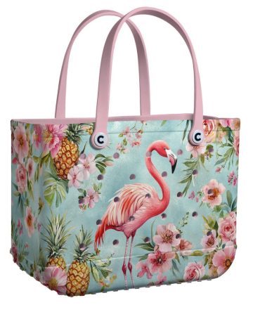 Colorful Flamingo Tote Bag - Large Capacity, Floral Design, Perfect For Beach & Everyday Use
