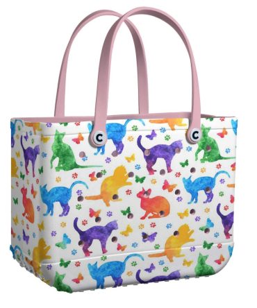 Bucket Tote Bag, Limited Edition Bogg Bag, Beach Bag Purrfect Palette