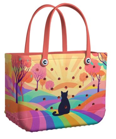 Vibrant Cat Sunset Tote Bag – Colorful, Spacious, And Stylish For Everyday Use