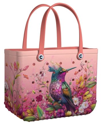 Bucket Tote Bag, Limited Edition Bogg Bag, Beach Bag Hummingbird Haven