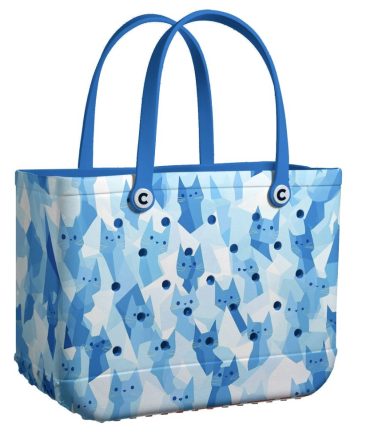 Bucket Tote Bag, Limited Edition Bogg Bag, Beach Bag Blue Meow-Mory