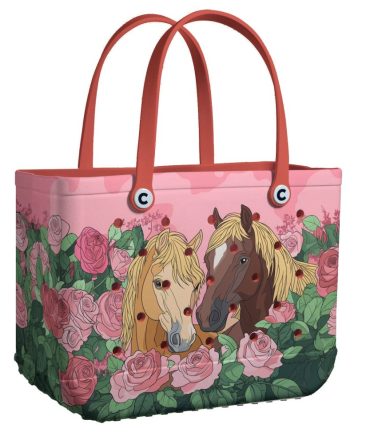 Chic Horse & Roses Tote Bag - Stylish, Durable, Perfect For Everyday Use