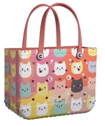 Bucket Tote Bag, Limited Edition Bogg Bag, Beach Bag Rainbow Of Cats
