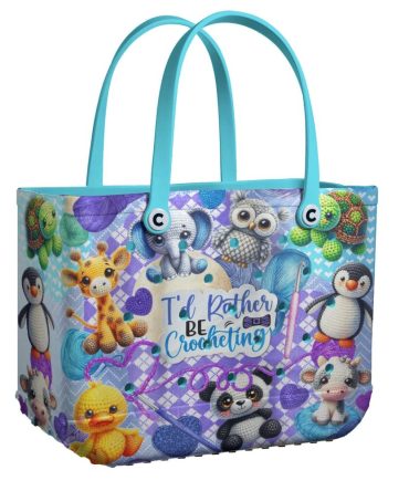 Bucket Tote Bag, Limited Edition Bogg Bag, Beach Bag I'D Rather Be Crocheting