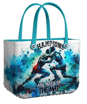 Champion Wrestler Tote Bag – Vibrant Blue Design For Sports Enthusiasts