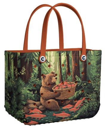 Bucket Tote Bag, Limited Edition Bogg Bag, Beach Bag Fishing Bear Bliss