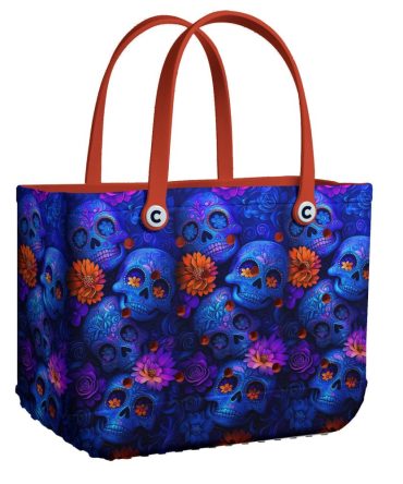 Bucket Tote Bag, Limited Edition Bogg Bag, Beach Bag Sugar Skull