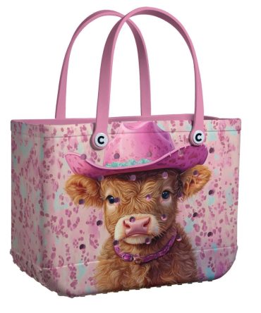 Charming Pink Cowgirl Cow Tote Bag - Stylish & Spacious Handbag For Animal Lovers
