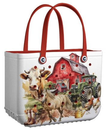 Sure! Here'S A High-Ctr Product Title For Your Image:

Farm Life Tote Bag With Sturdy Handles - Perfect For Groceries & Beach Trips