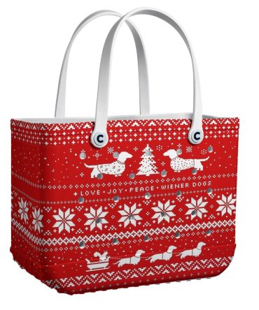 Bucket Tote Bag, Limited Edition Bogg Bag, Beach Bag Festive Franks