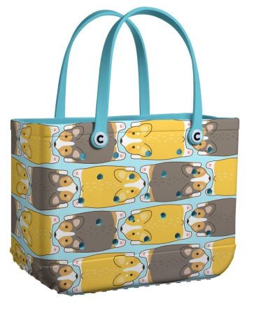 Bucket Tote Bag, Limited Edition Bogg Bag, Beach Bag Chasing Corgi