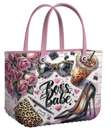Chic Boss Babe Tote Bag – Stylish Pink Floral & Leopard Print Handbag For Trendsetters