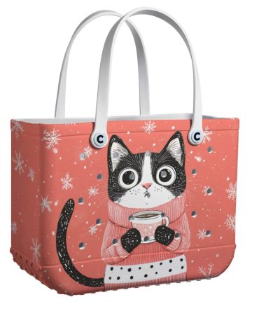 Bucket Tote Bag, Limited Edition Bogg Bag, Beach Bag Snug Cat