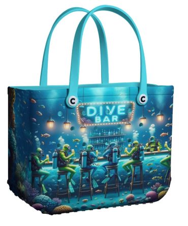 Bucket Tote Bag, Limited Edition Bogg Bag, Beach Bag Dive Bar