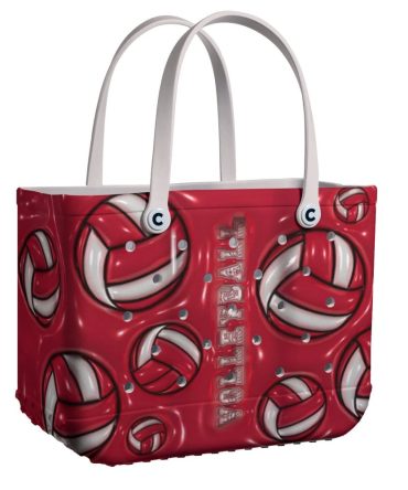 Stylish Red Volleyball Tote Bag – Perfect For Sports Lovers, Spacious & Durable Design