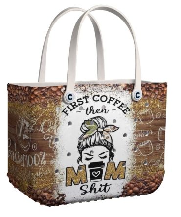 Bucket Tote Bag, Limited Edition Bogg Bag, Beach Bag Mama Coffee Love