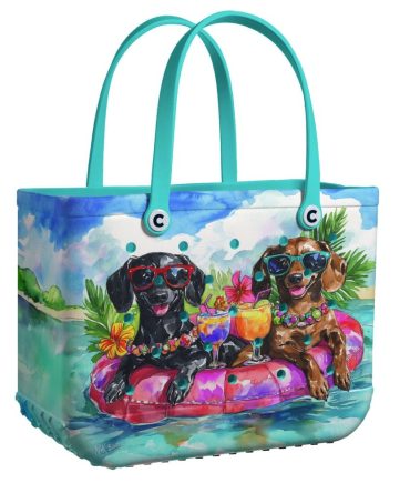 Colorful Dog Beach Tote Bag – Fun Summer Style With Playful Dog Design