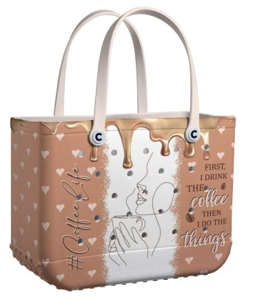 Bucket Tote Bag, Limited Edition Bogg Bag, Beach Bag Coffee Life