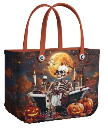 Bucket Tote Bag, Limited Edition Bogg Bag, Beach Bag Moonlit Skeleton