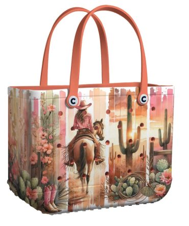 Stylish Western Cowboy Tote Bag With Desert Art - Durable, Spacious, Perfect For Everyday Use