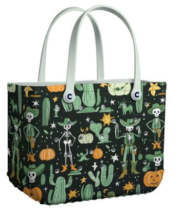 Spooky Skeleton Cactus Tote Bag – Halloween Style For Fun & Functionality!
