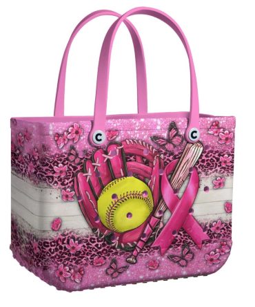 Bucket Tote Bag, Limited Edition Bogg Bag, Beach Bag Pink Ribbon Pitch