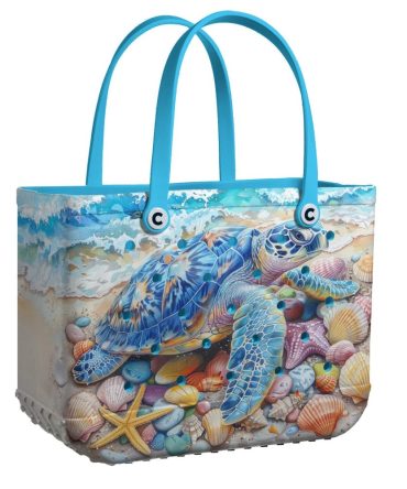 Ocean-Themed Beach Tote Bag With Sea Turtle Design – Durable & Spacious For Summer Adventures
