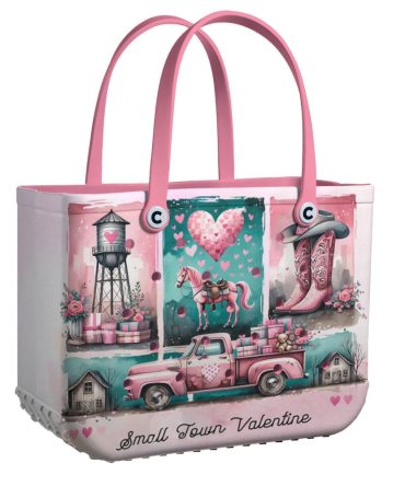 Charming Pink Valentine'S Tote Bag – Rustic Small Town Love Design