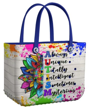 Bucket Tote Bag, Limited Edition Bogg Bag, Beach Bag Autism Awareness