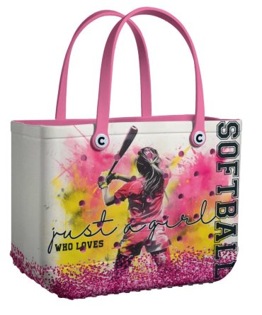 Bucket Tote Bag, Limited Edition Bogg Bag, Beach Bag Just A Girl Who Loves Softball
