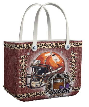 Chic Football Touchdown Tote Bag – Stylish Leopard Print Sports Handbag