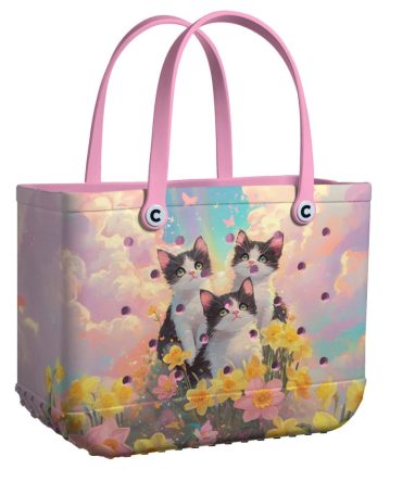 Bucket Tote Bag, Limited Edition Bogg Bag, Beach Bag Catnipped In Flowers