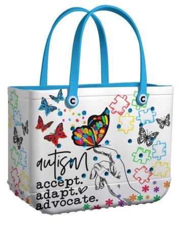 Colorful Autism Tote Bag - Embrace, Adapt, Advocate With Puzzle & Butterfly Design - Perfect For Everyday Use