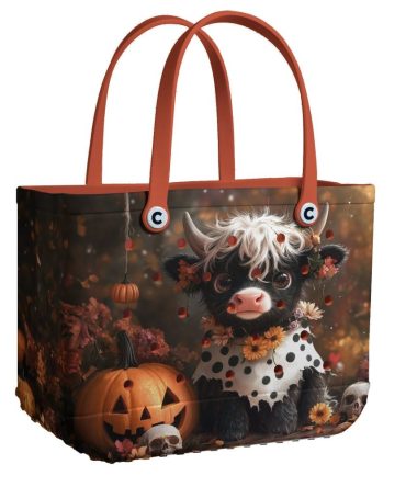 Bucket Tote Bag, Limited Edition Bogg Bag, Beach Bag Spooky Cow