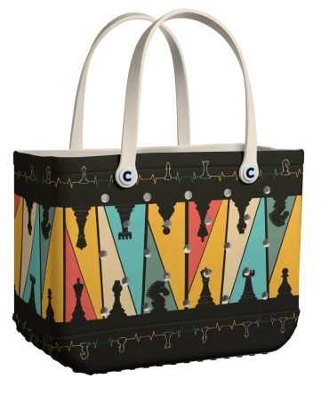 Bucket Tote Bag, Limited Edition Bogg Bag, Beach Bag Chess Players