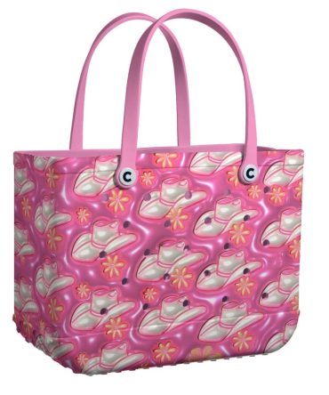 Vibrant Pink Tote Bag With Funky Cowboy Hat Design – Stylish & Spacious For Everyday Use