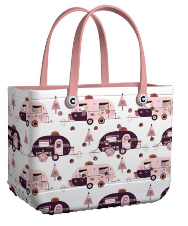 Bucket Tote Bag, Limited Edition Bogg Bag, Beach Bag Retro Road Trip