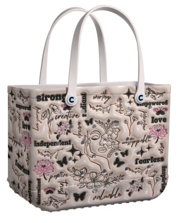 Empowering Floral Tote Bag – Inspirational Words, Chic Design, Perfect For Everyday Use