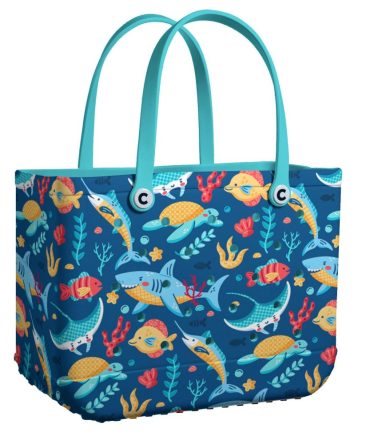 Eco-Friendly Ocean Adventure Beach Bag – Vibrant Marine Life Print, Durable & Spacious Tote For Summer Fun