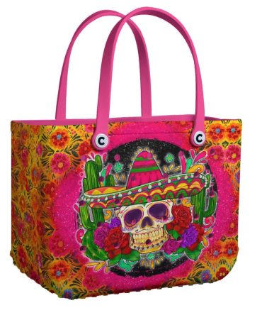 Bucket Tote Bag, Limited Edition Bogg Bag, Beach Bag Rosa Calavera