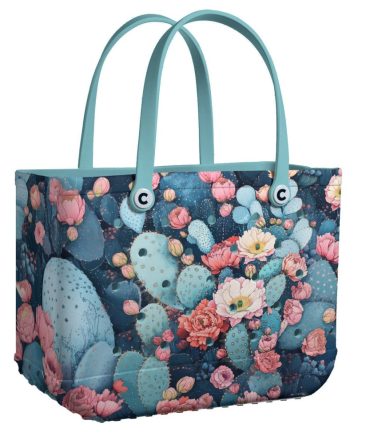 Bucket Tote Bag, Limited Edition Bogg Bag, Beach Bag Blooming Cacti