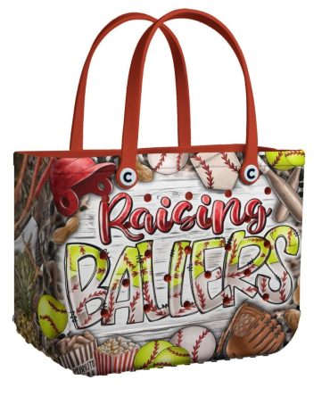 Raising Ballers Baseball Themed Tote Bag – Perfect For Sports Moms & Fans