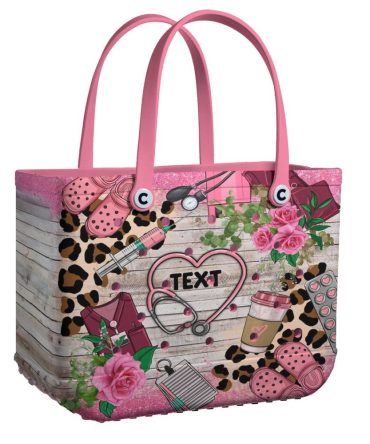 Stylish Pink Nurse Tote Bag With Medical Print - Perfect For Healthcare Professionals