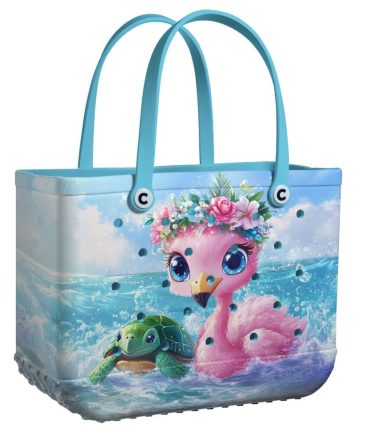 Bucket Tote Bag, Limited Edition Bogg Bag, Beach Bag Flamingo Fantasy